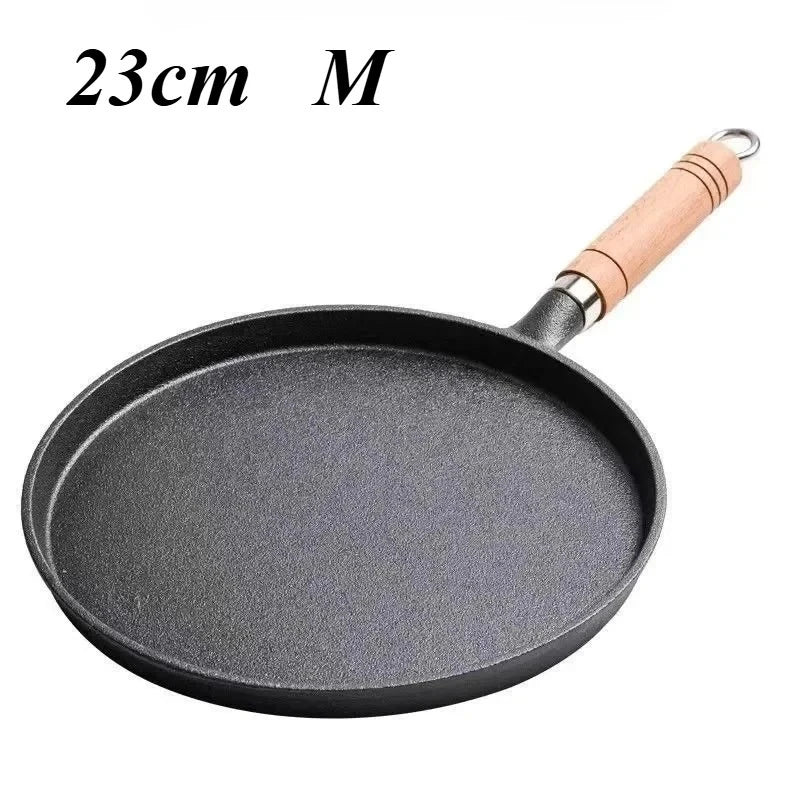 20/23/26cm Cast Iron Frying Pan Uncoated Non-stick Egg Pancake PanCrepe Maker Steak Frying Pot Gas Induction Cooker Cookware