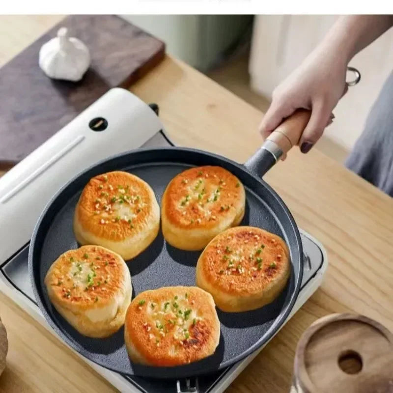 20/23/26cm Cast Iron Frying Pan Uncoated Non-stick Egg Pancake PanCrepe Maker Steak Frying Pot Gas Induction Cooker Cookware