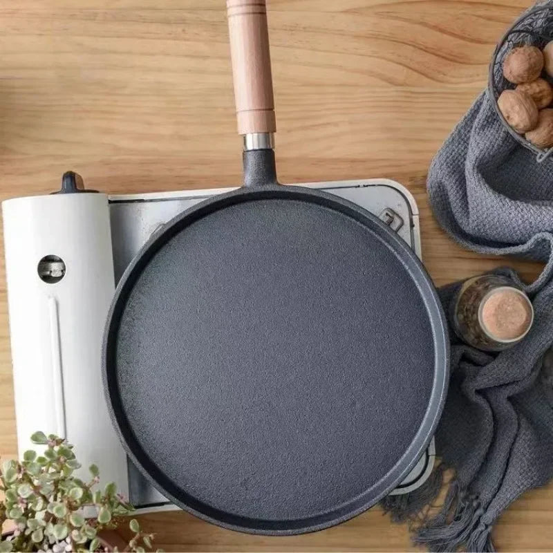 20/23/26cm Cast Iron Frying Pan Uncoated Non-stick Egg Pancake PanCrepe Maker Steak Frying Pot Gas Induction Cooker Cookware