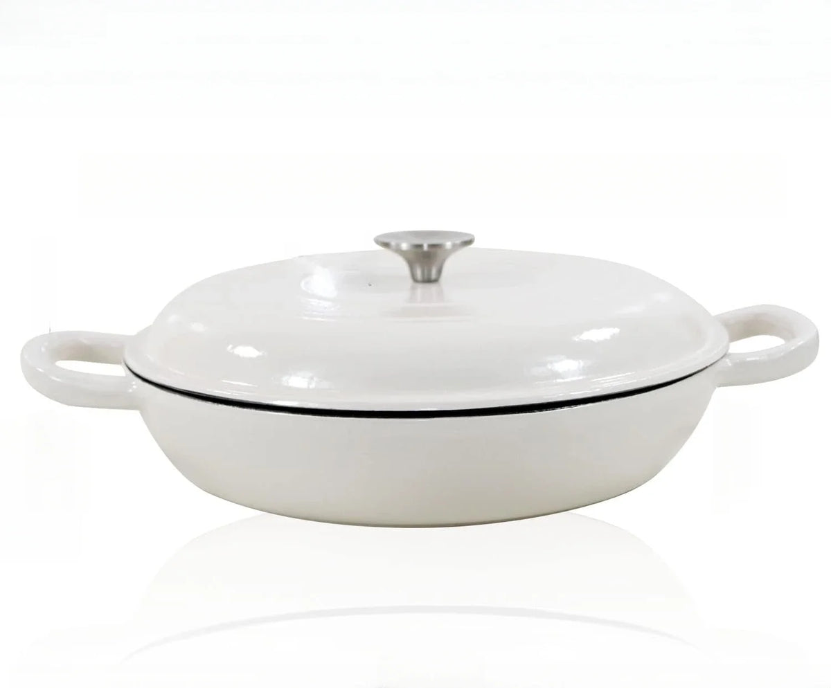 4.5L Dutch Oven Soup Pot Cast Iron Casserole Braiser Casserole Skillet with Lid and Dual Handles Dutch Oven Baking