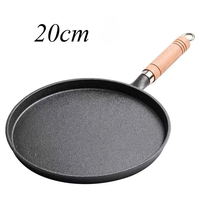 20/23/26cm Cast Iron Frying Pan Uncoated Non-stick Egg Pancake PanCrepe Maker Steak Frying Pot Gas Induction Cooker Cookware