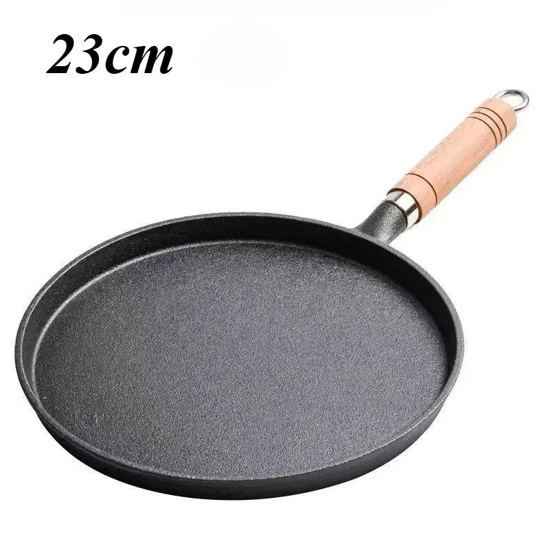 20/23/26cm Cast Iron Frying Pan Uncoated Non-stick Egg Pancake PanCrepe Maker Steak Frying Pot Gas Induction Cooker Cookware