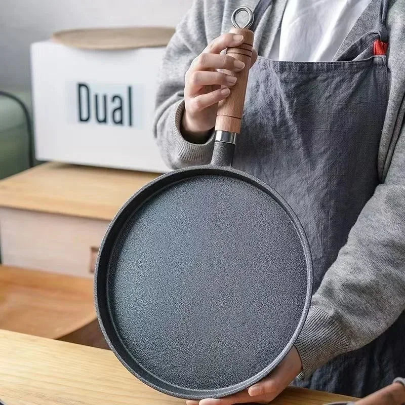 20/23/26cm Cast Iron Frying Pan Uncoated Non-stick Egg Pancake PanCrepe Maker Steak Frying Pot Gas Induction Cooker Cookware